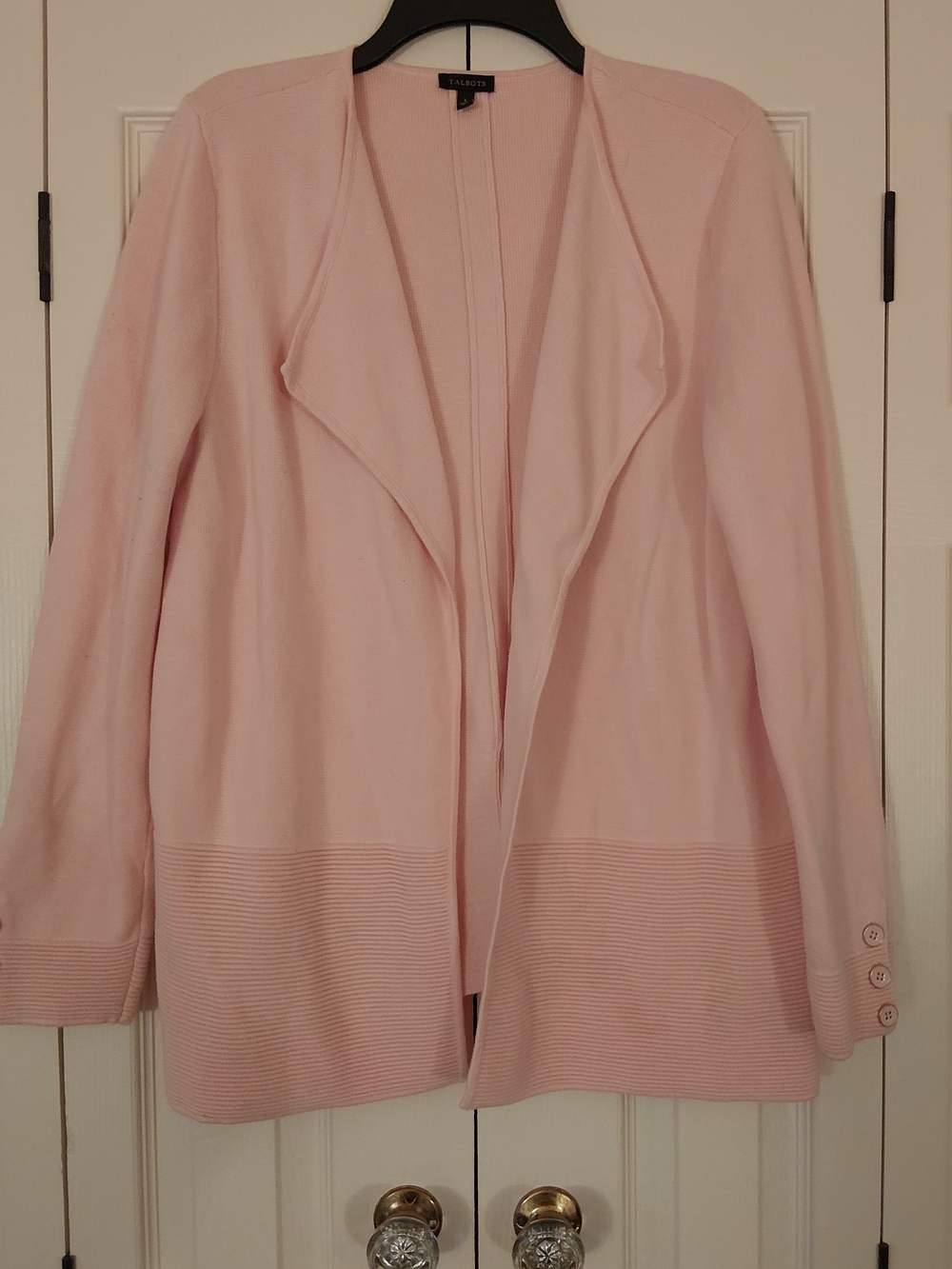 Talbots Light Pink Draped Open-Front Sweater Size Large